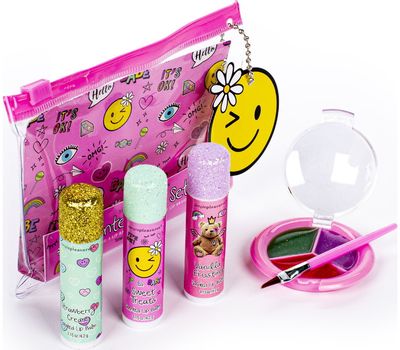 Dovanų rinkinys kosmetinėje SMILE (lūpų balzamai+lūpų blizgiai+lūpų šepetėlis)