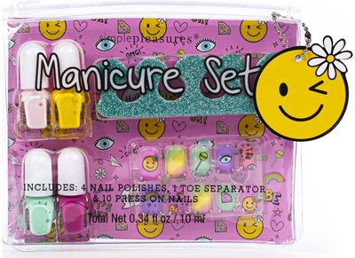 Dovanų rinkinys kosmetinėje SMILE (nagų lakai+nagų trafaretai+separatorius))