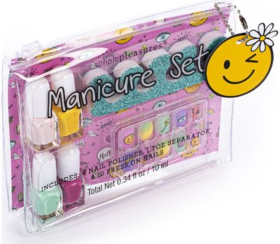 Dovanų rinkinys kosmetinėje SMILE (nagų lakai+nagų trafaretai+separatorius))