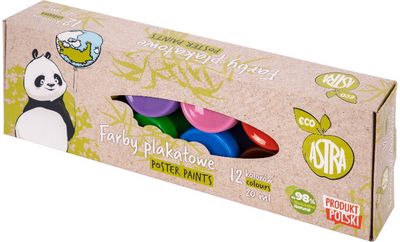 Guašas ASTRA ECO PANDA, 12 spalvų x 20 ml