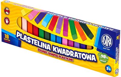 Plastilinas ASTRA RECTANGULAR, 18 spalvų