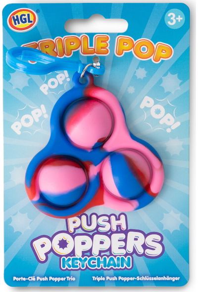 Žaislas TRIPLE PUSH POPPER POP IT (pakabinamas) įv. rūšys