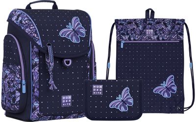 Rinkinys Kite BUTTERFY: forminė kuprinė (S), penalas, sport.krepšys