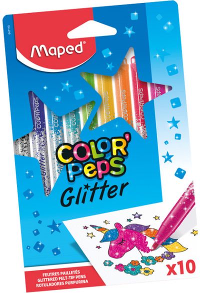 Flomasteriai MAPED ColorPeps Glitter, 10 spalvų