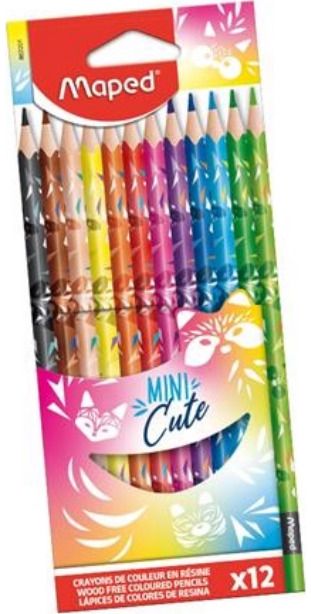 Spalvoti pieštukai MAPED Mini Cute, 12 spalvų