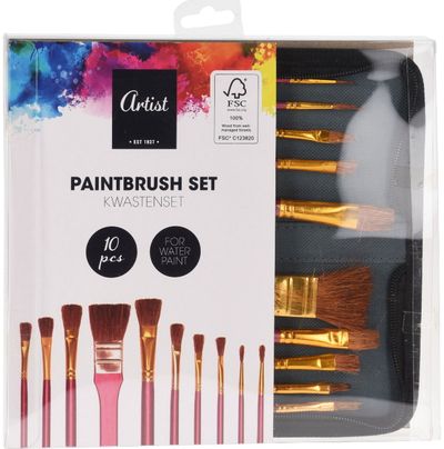Teptukų rinkinys ARTIST akvarelei dėkle, 10 vnt