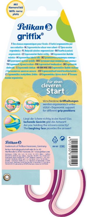 Žirklės Pelikan GRIFFIX NEON R, 15 cm, Sweet Berry