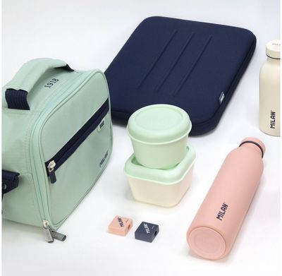 Pietų krepšelio rinkinys MILAN MINT (krepšelis+dėžutės 3vnt), 23x20x11 cm