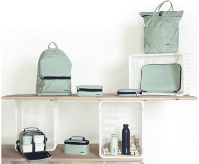 Pietų krepšelio rinkinys MILAN MINT (krepšelis+dėžutės 3vnt), 23x20x11 cm