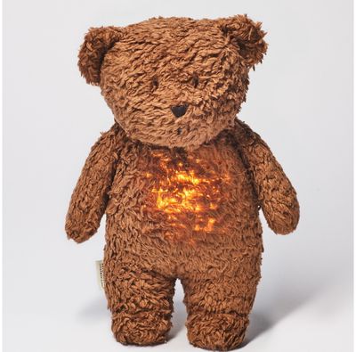 Migdukas MOONIE Organic Humming Bear su naktine lempa ir raminančiu garsu Carame l