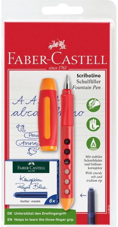 Plunksnakotis Faber-Castell SCRIBOLINO L + 6 kapsulės, įv.spalvų (bl)