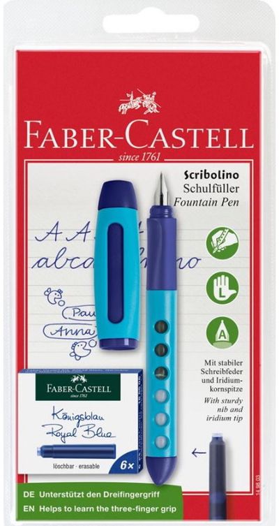Plunksnakotis Faber-Castell SCRIBOLINO L + 6 kapsulės, įv.spalvų (bl)