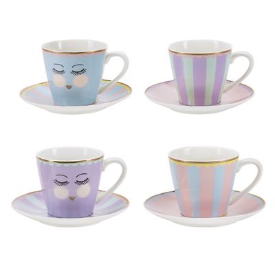 Kavos puodelių rinkinys ME COFFE CUP su lėkštutėmis, 4 vnt.