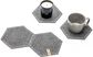 Veltinio padėkliukai HEXAGON GREY STELLE, 18x16x0,5 cm, 4vnt.