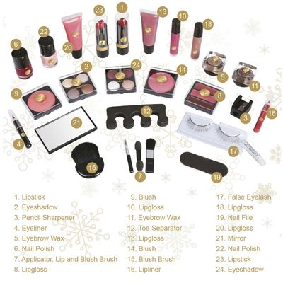 Kosmetikos advento kalendorius WINTER MAGIC dėžutėje, 15x15x15 cm