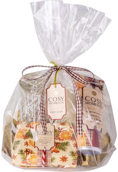 Dovanų rinkinys COSY MOMENTS (rankų kremas+avies pieno muilas+kempinė)