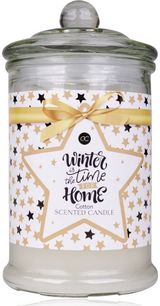 Kvepianti žvakė WINTER MAGIC stikliniame indelyje su dangteliu, 8x15 cm