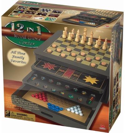 Stalo žaidimų rinkinys CARDINAL GAMES 12 žaidimų Wood Game Center