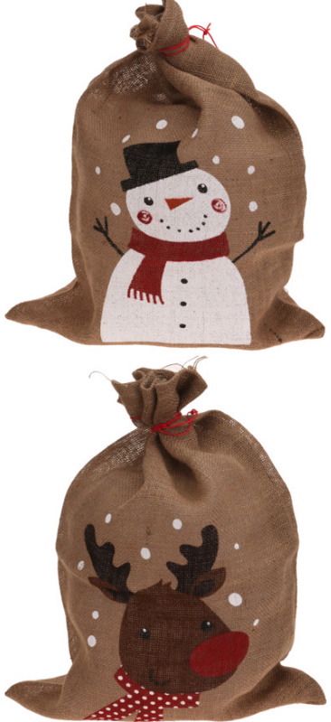 Džiuto maišas dovanoms CHRISTMAS, 70 cm