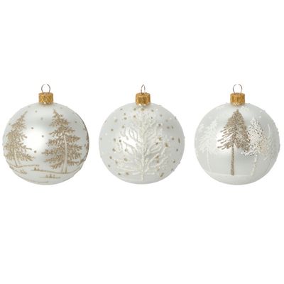 Stiklinis eglutės burbulas XMAS TREE WHITE, 8 cm