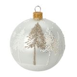 Stiklinis eglutės burbulas XMAS TREE WHITE, 8 cm
