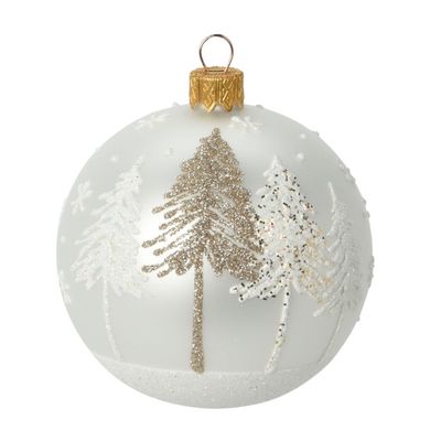 Stiklinis eglutės burbulas XMAS TREE WHITE, 8 cm