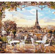 Tapyba pagal skaičius: KAVINĖ SU VAIZDU Į EIFELIO BOKŠTĄ