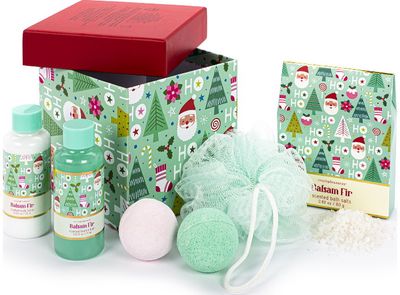 Dovanų rinkinys BALSAM FIR (losjonas+vonios burbulai+vonios druska+kempinė+vonio s putos)