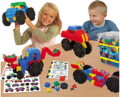 Konstruktorius MORPHUN JUNIOR didelių mašinų rinkinys 280 dalių, plastiko dėžėje