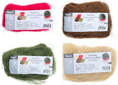 Sizalio pluoštas dovanoms pakuoti, įv.spalvos, 50g