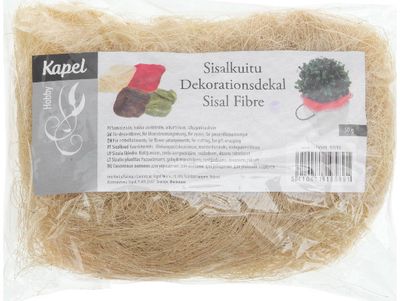 Sizalio pluoštas dovanoms pakuoti, įv.spalvos, 50g