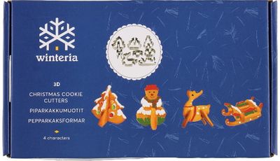 Sausainių kepimo formelės WINTERIA 3D, 4 vnt.