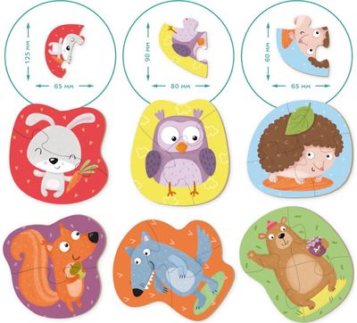 Dėlionių rinkinys DODO miško gyvūnai 2-3-4 det.