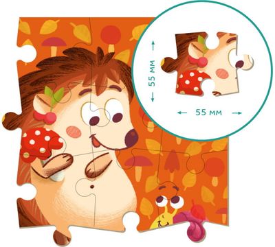 Dėlionė dvipusė DODO Ežiukas 16 det. spalvinimui