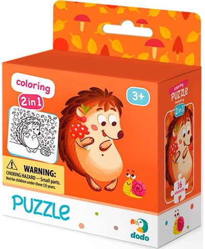 Dėlionė dvipusė DODO Ežiukas 16 det. spalvinimui