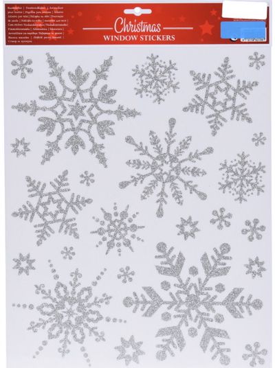 Lipdukai langų dekoravimui SNOWFLAKE SILVER, 30x42 cm