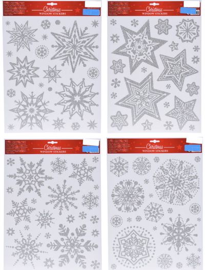 Lipdukai langų dekoravimui SNOWFLAKE SILVER, 30x42 cm