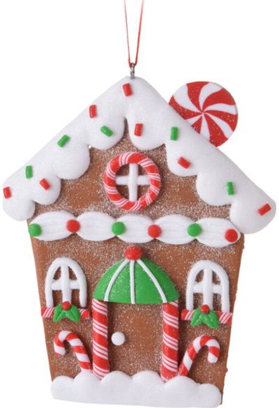 Kalėdinė pakabinama dekoracija GINGERBREAD HOUSE, įv. rūšys, 9,5 cm