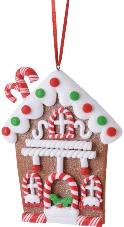 Kalėdinė pakabinama dekoracija GINGERBREAD HOUSE, įv. rūšys, 9,5 cm