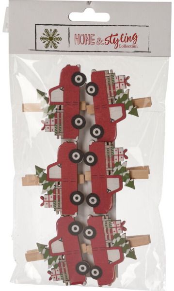 Kalėdinė dekoracija-spaustukai CAR ON CLIP, 5 cm, 6 vnt.