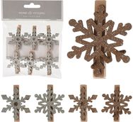 Spaustukai SNOWFLAKE, 4 cm, 6 vnt.