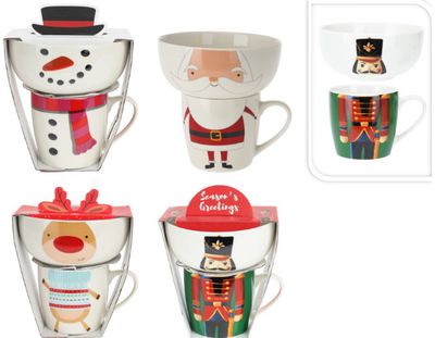 Porceliano indų rinkinys XMAS (puodelis+dubenėlis)
