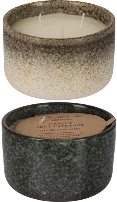 Kvepianti žvakė CERAMIC LAVENDER/TEA GINER, 12x7 cm