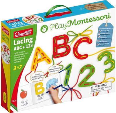 Lavinamasis žaidimas QUERCHETTI Montessori varstymo ABC+123