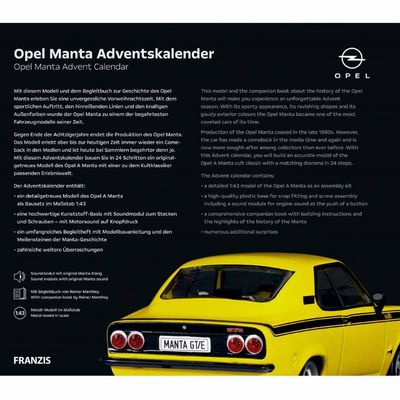 Advento kalendorius FRANZIS Opel Manta geltonas