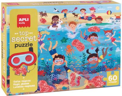 Dėlionė APLI SECRET BEACH su stebuklingais akiniais 60 det.