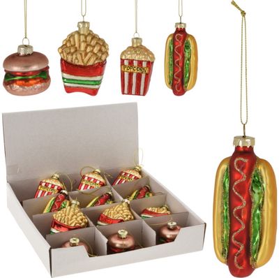 Eglutės dekoracija XMAS FOOD, įv.rūšys, 9 cm