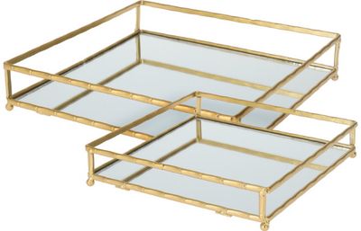 Padėklas dekoracijai GOLD WITH MIRROR SQUARE, 25x25x5 cm