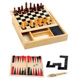 Žaidimų rinkinys GAMES 4 IN 1 (medinėje dėžėje)