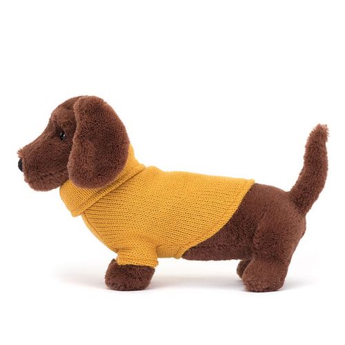 Pliušinis žaislas šuniukas Sweater Sausage Dog Yellow Pegasas
